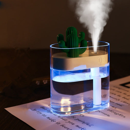 160ML ultradźwiękowy nawilżacz powietrza przezroczysty kaktus kolor światła USB dyfuzor olejków eterycznych oczyszczacz samochodowy dyfuzor zapachowy Anion Mist Maker