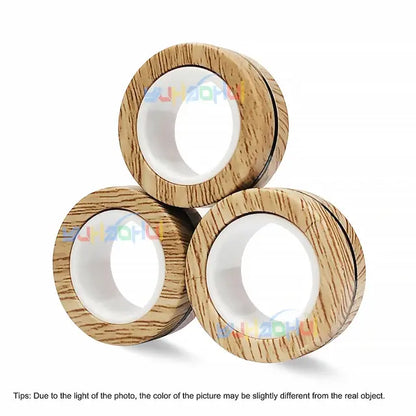 Three rolls of adhesive tape feature a light wood grain pattern and white adhesive surfaces, stacked in a pyramid shape reminiscent of Valga's 3Pcs Magnetic Rings Anti-Stress. Note: color variations may exist due to lighting.